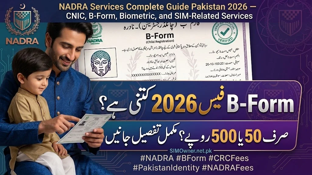 NADRA Services Complete Guide Pakistan 2026 — CNIC, B-Form, Biometric, and SIM-Related Services