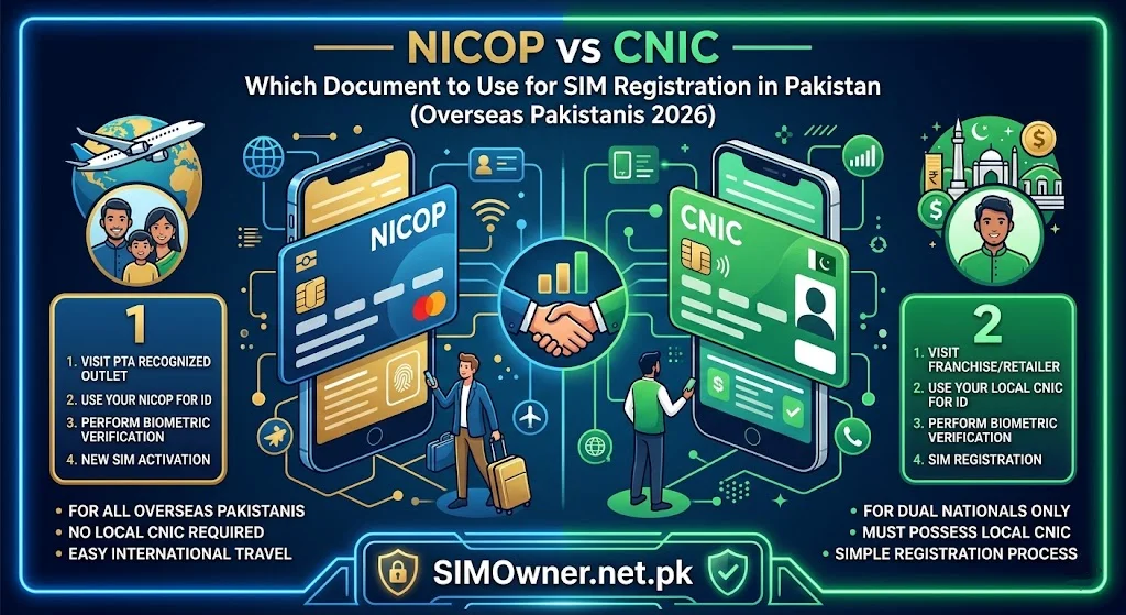 NICOP vs CNIC — Which Document to Use for SIM Registration in Pakistan (Overseas Pakistanis 2026)