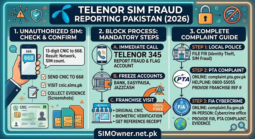 Telenor SIM Fraud Reporting in Pakistan — Unauthorized SIM, Block Process, and Complete Complaint Guide (2026)