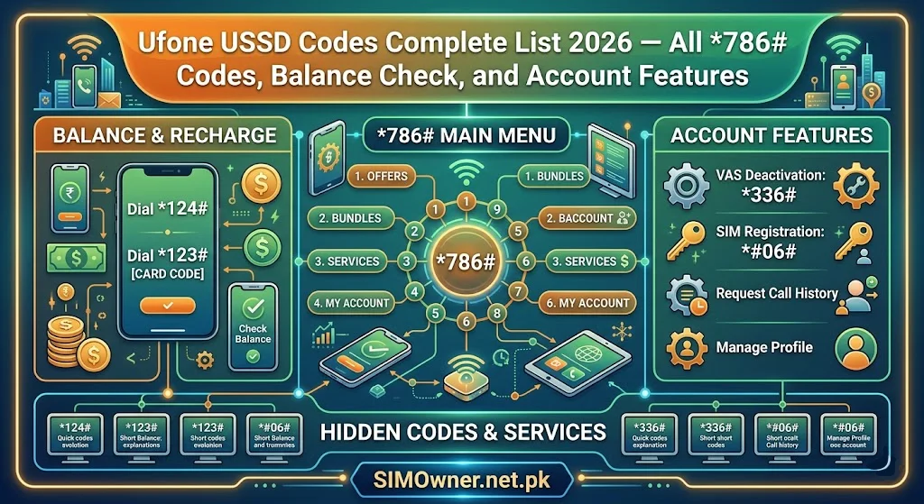 Ufone USSD Codes Complete List 2026 — All _786# Codes, Balance Check, and Account Features